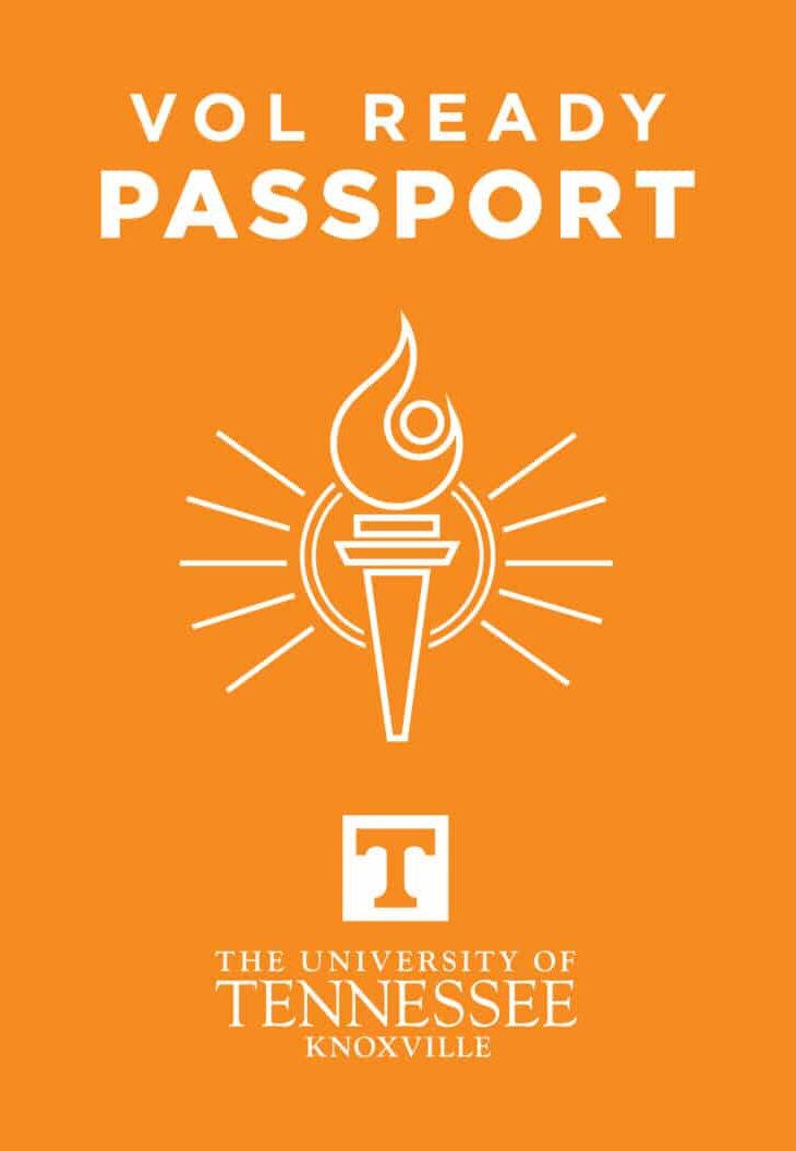 Cover of the "Vol Ready Passport" with torch on the front.