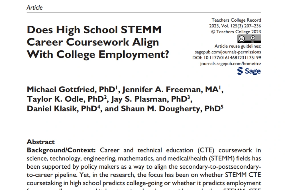 Does High School STEMM Career Coursework Align With College Employment?